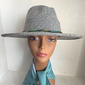 Vegan Ranger Rancher Fedora Heather Gray Wide Stiff Brim Hat New Unisex